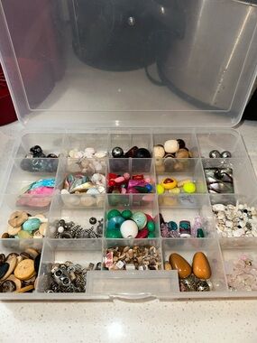 Clear Plastic Compartment Jewelry Organizer - Multi-Color Bead Storage
